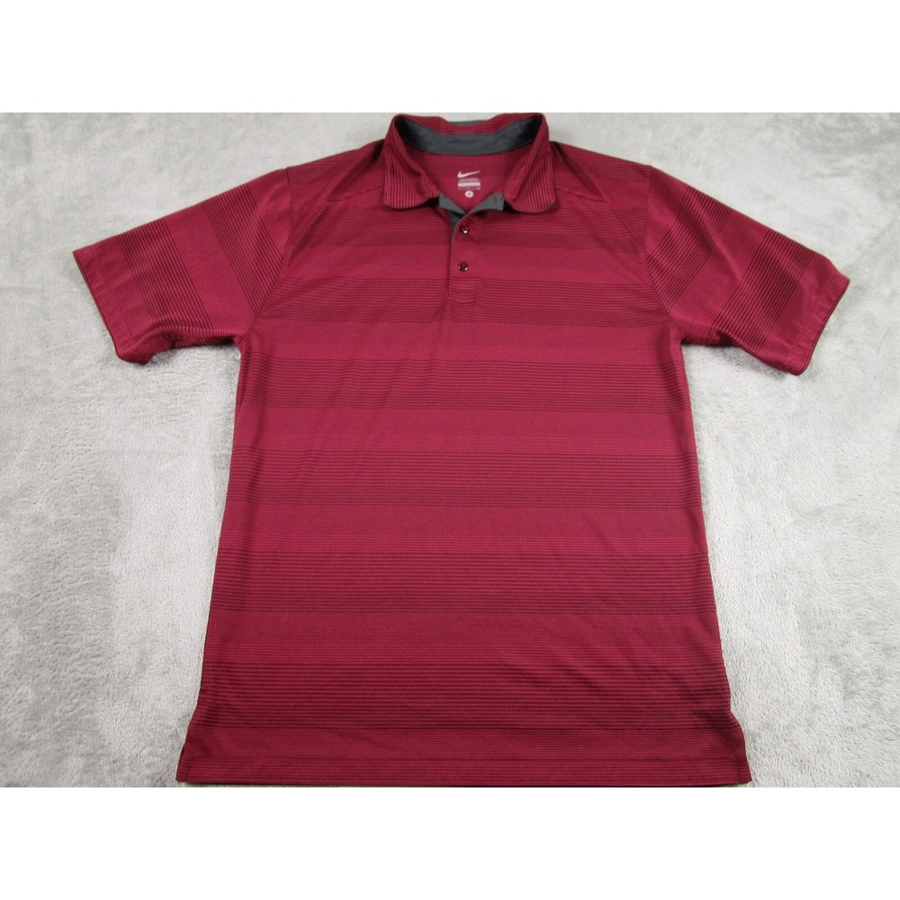 Nike‎ Shirt Mens Small Red Striped Golf Preppy Short Sleeve Activewear
